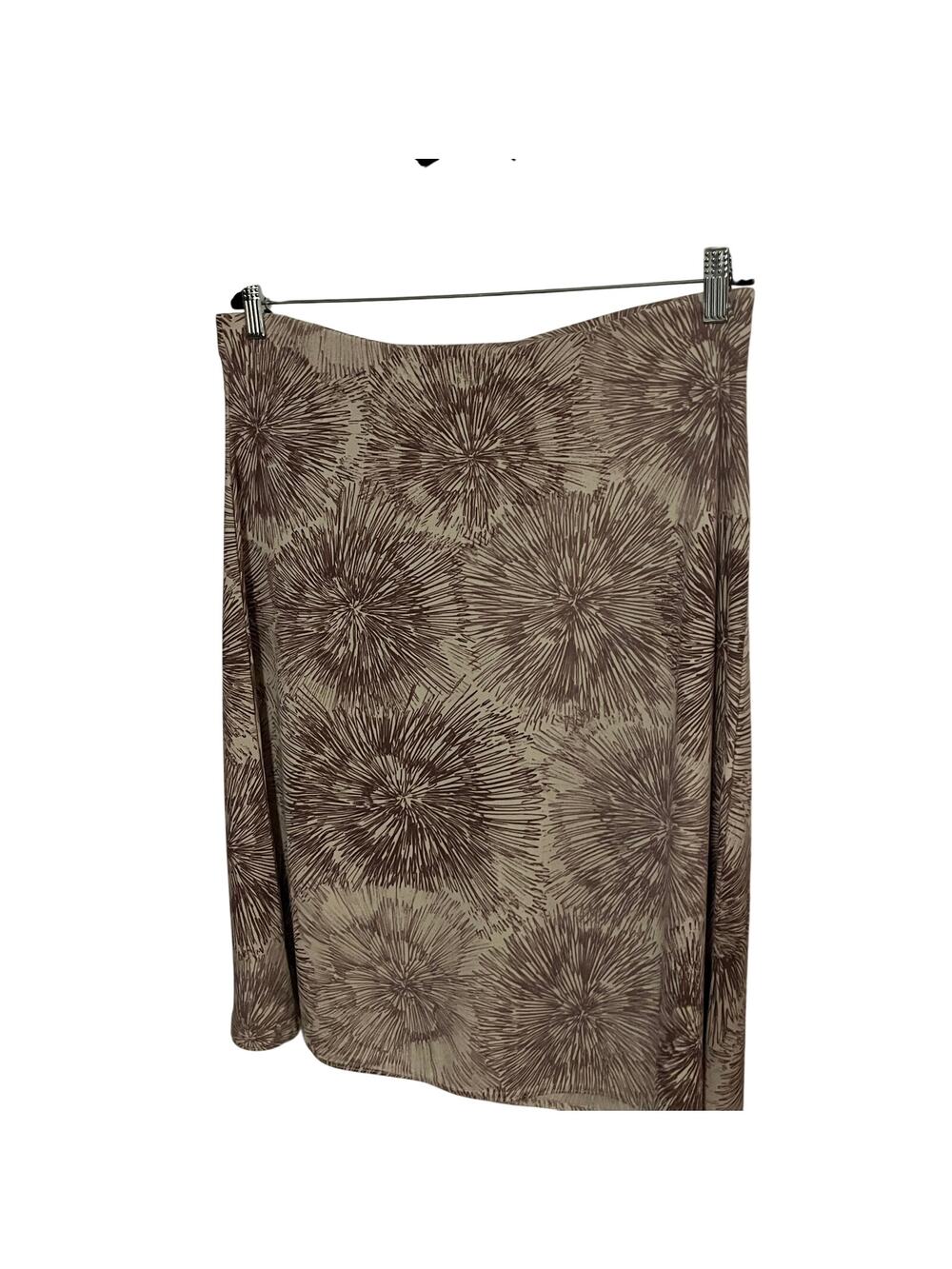 Hennes (H&M) Women's Size 16 Beige & Brown Abstract Floral A-Line Skirt